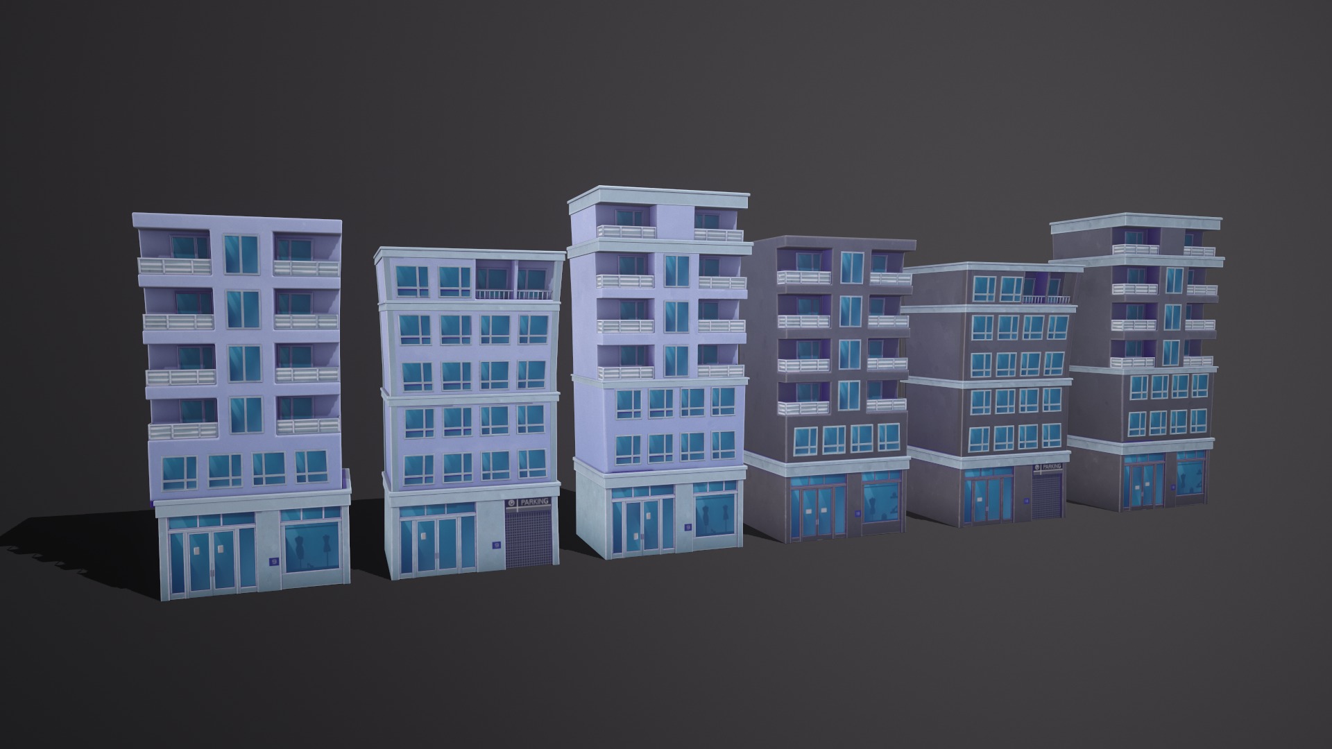 Cartoon pack - Buildings Low-poly 3D model_4