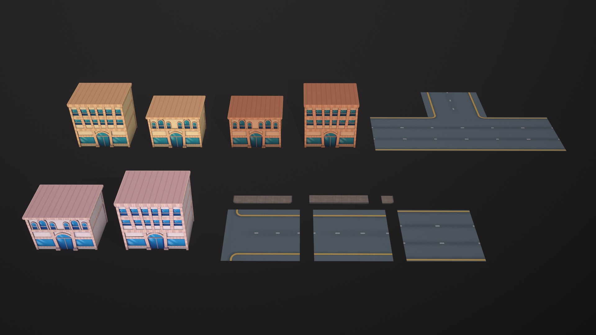 Cartoon pack - Buildings Low-poly 3D model_9