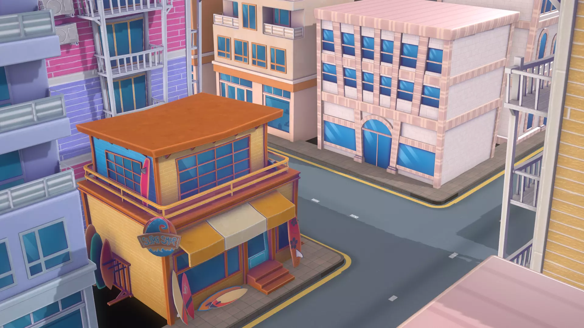 Cartoon pack - Buildings Low-poly 3D model_0