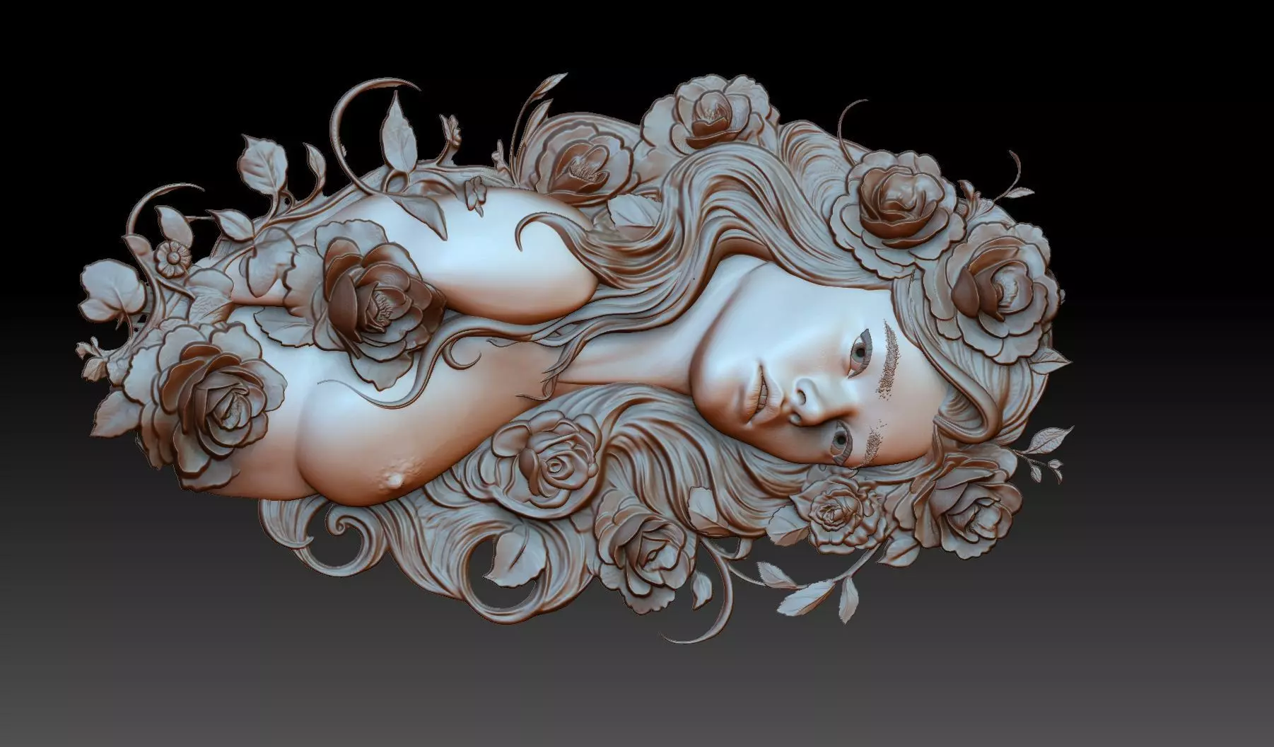 virgo zodiac woman in flowers 3D print model_0