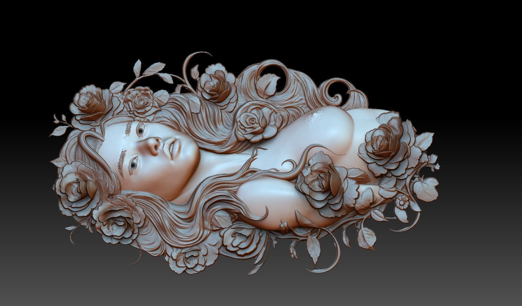 virgo zodiac woman in flowers 3D print model_6