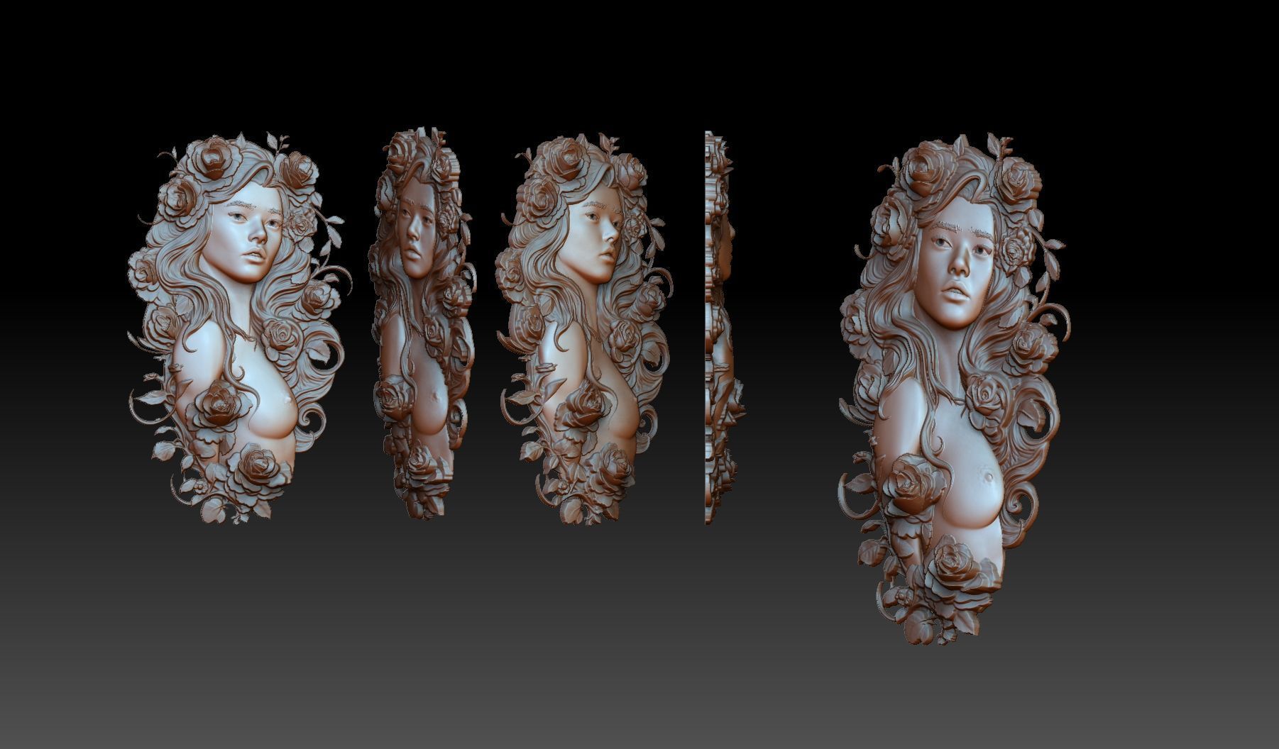 virgo zodiac woman in flowers 3D print model_5
