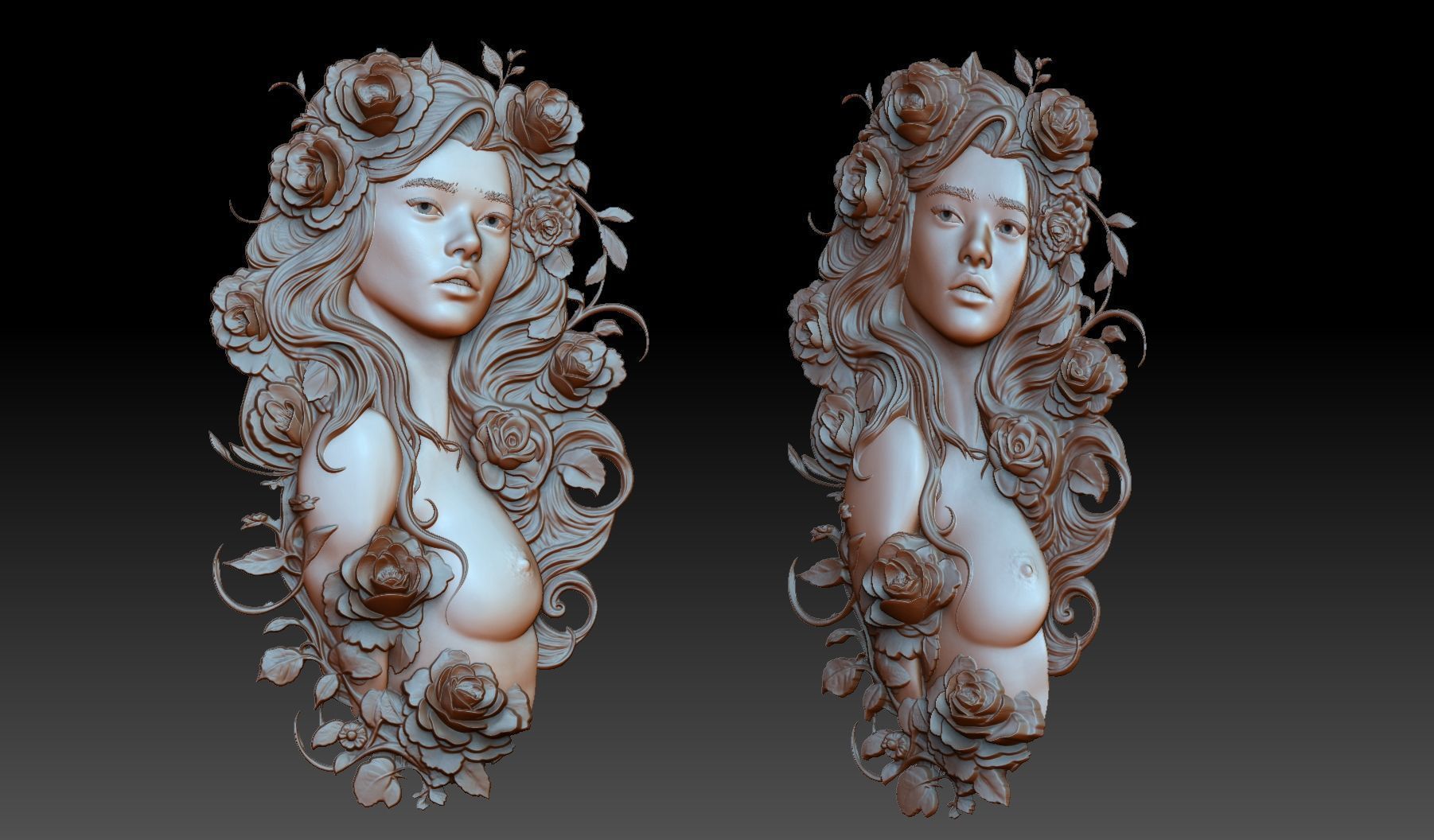 virgo zodiac woman in flowers 3D print model_1