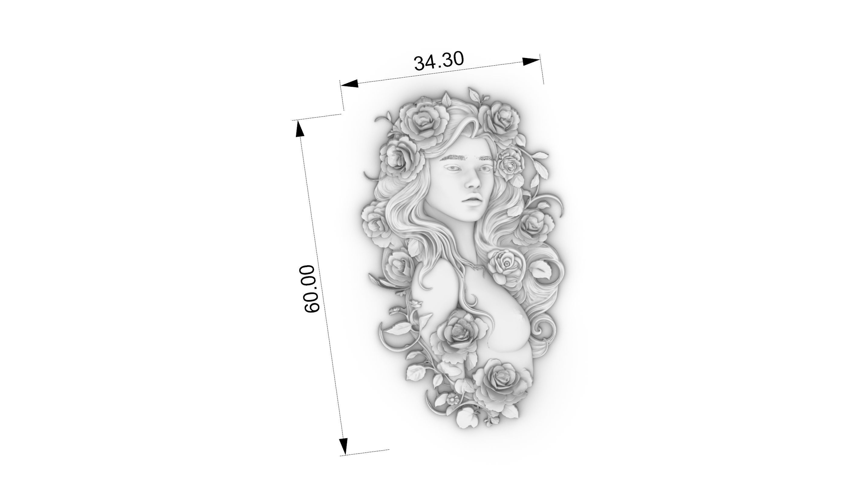 virgo zodiac woman in flowers 3D print model_8