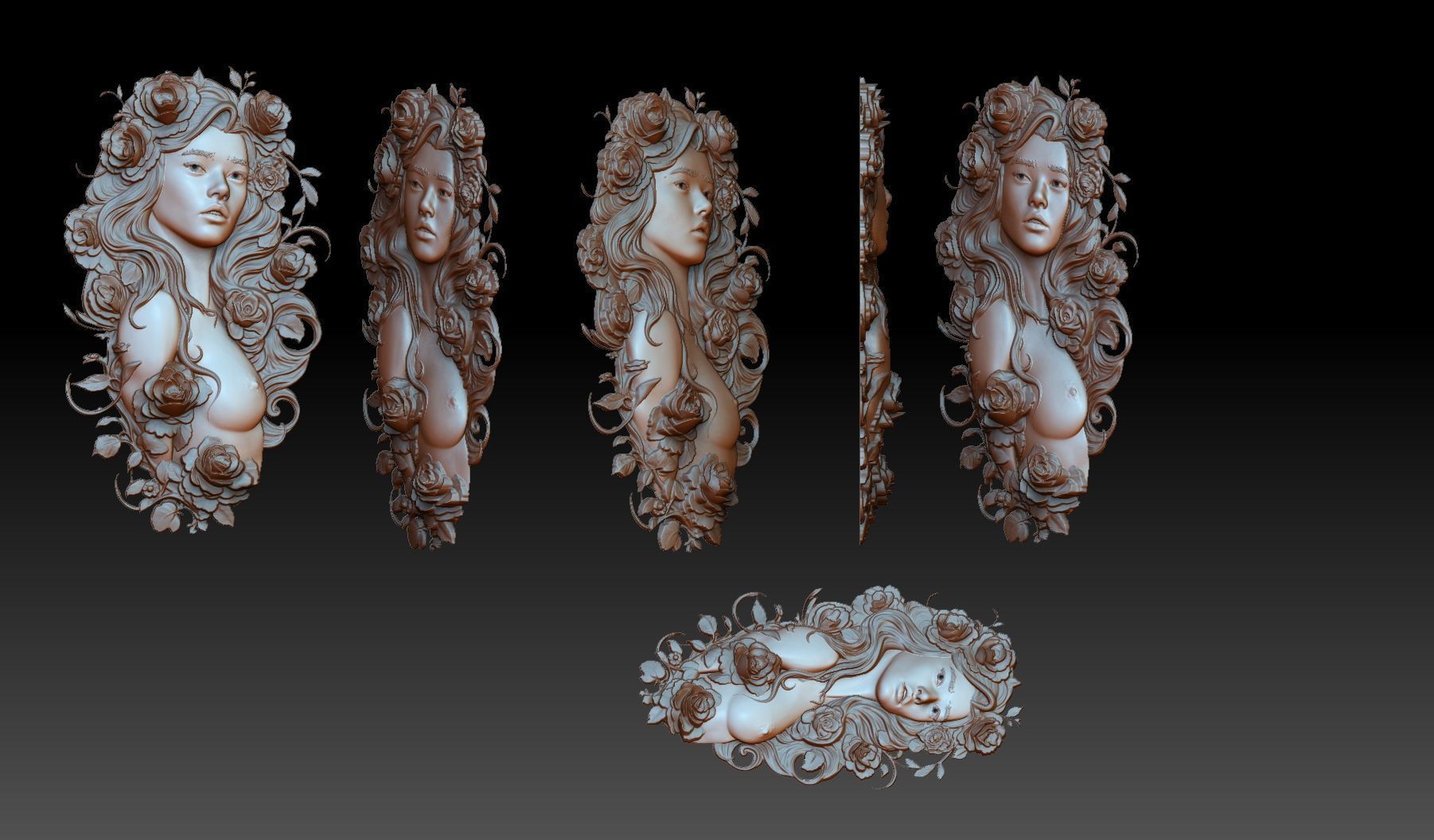 virgo zodiac woman in flowers 3D print model_4
