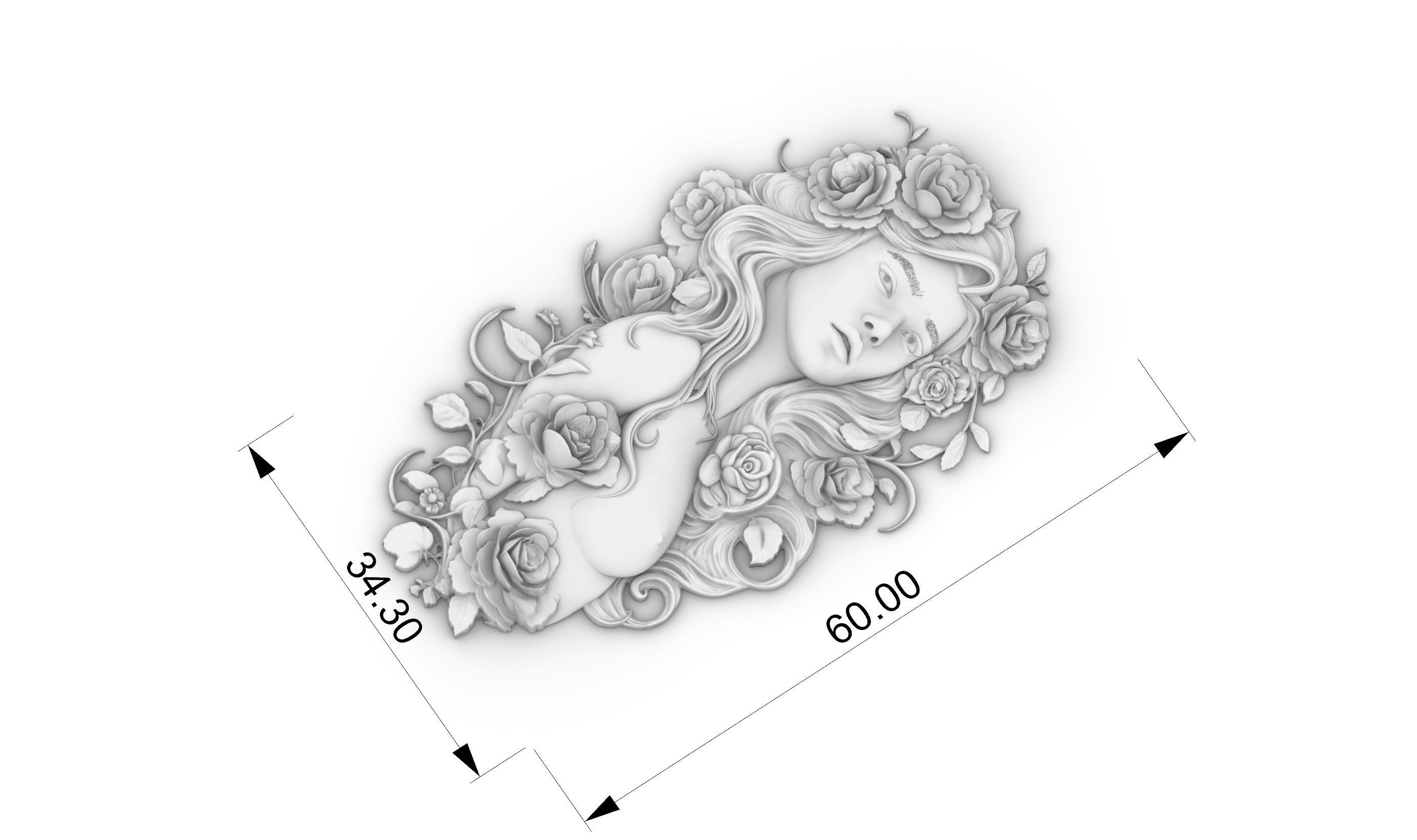 virgo zodiac woman in flowers 3D print model_2