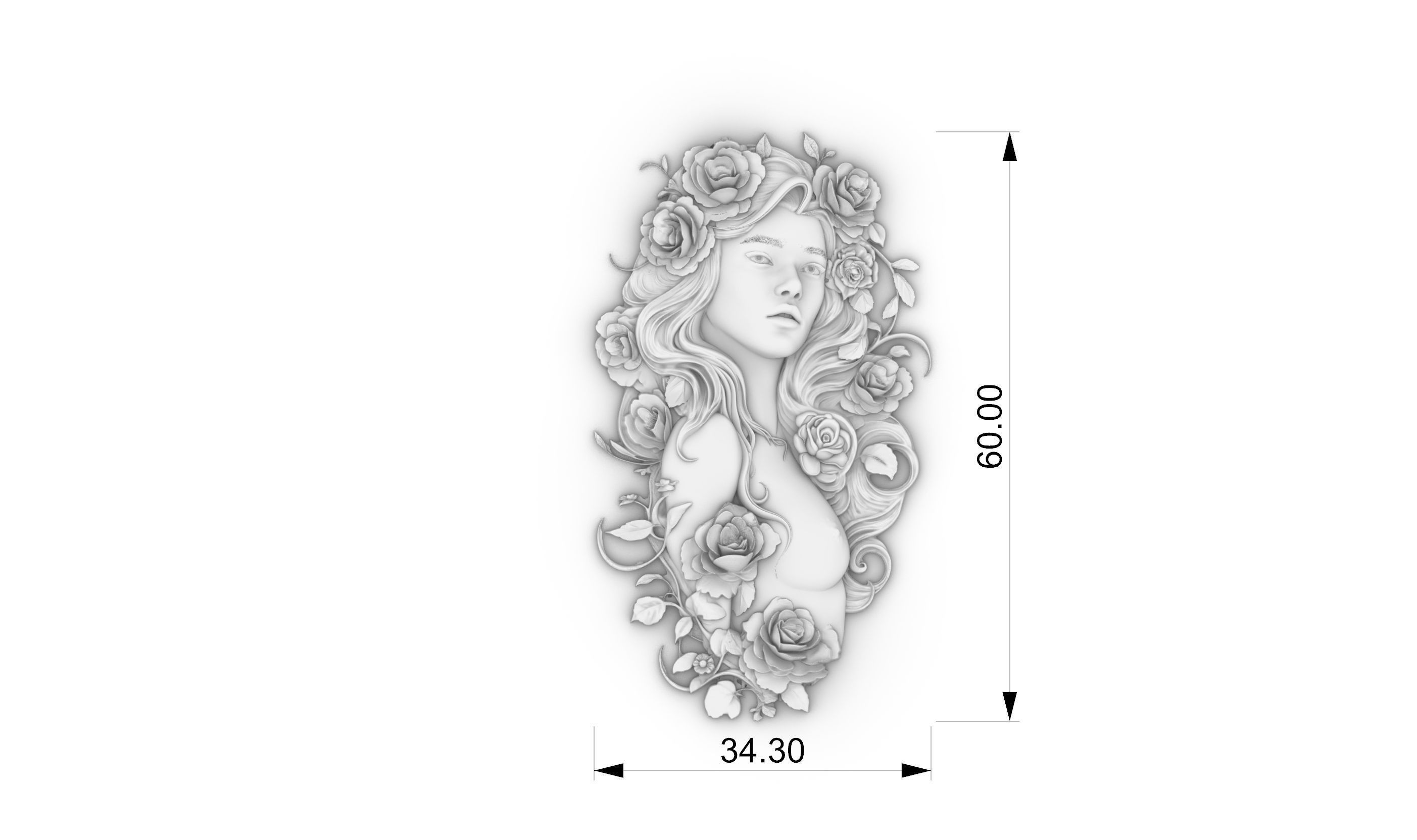 virgo zodiac woman in flowers 3D print model_9