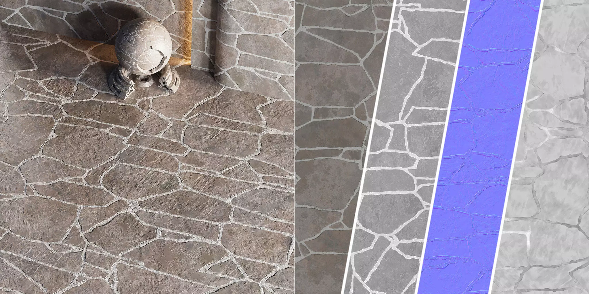 H82 Slate Stone - PBR - 4K - Seamless Low-poly 3D model