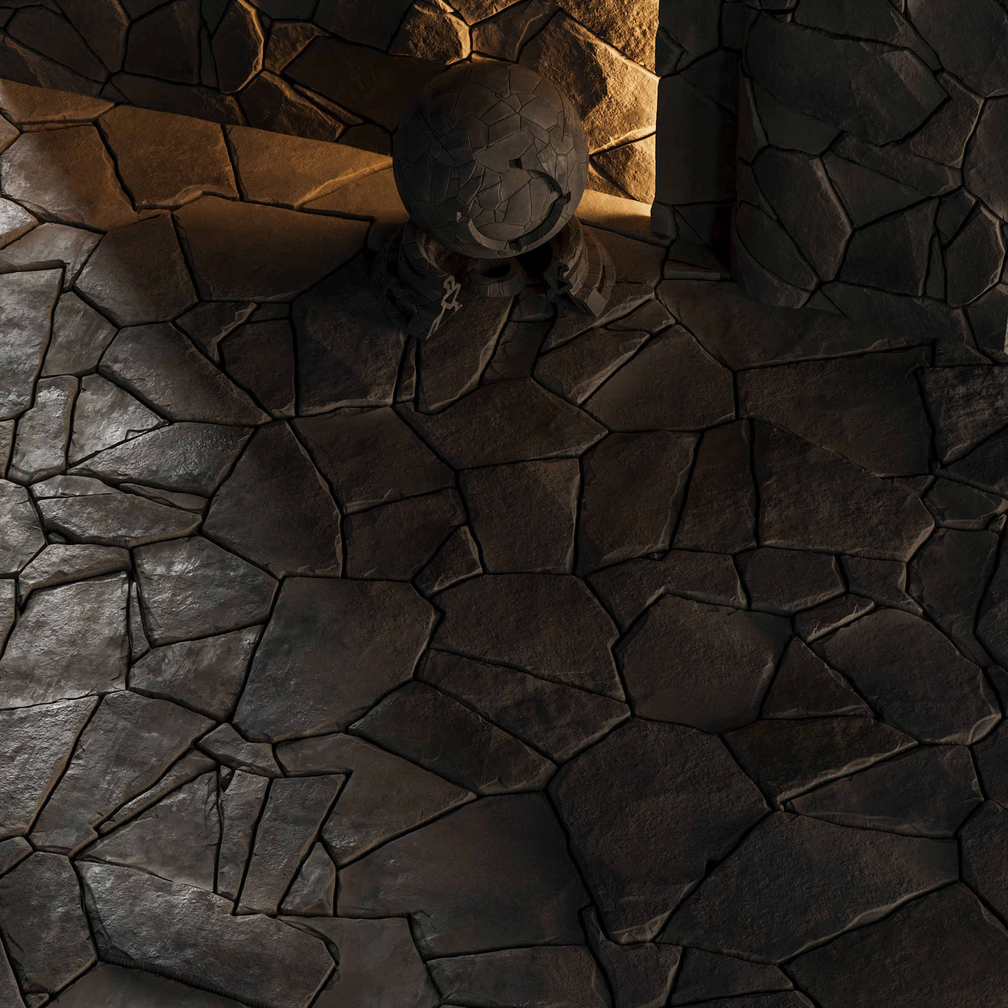 H83 Slate Stone - PBR - 4K - Seamless Low-poly 3D model_2