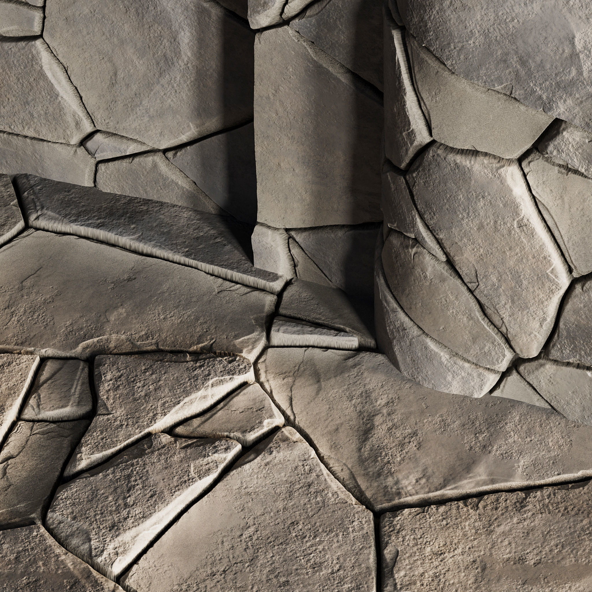 H83 Slate Stone - PBR - 4K - Seamless Low-poly 3D model_5