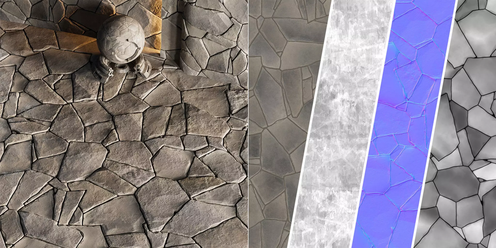 H83 Slate Stone - PBR - 4K - Seamless Low-poly 3D model_0