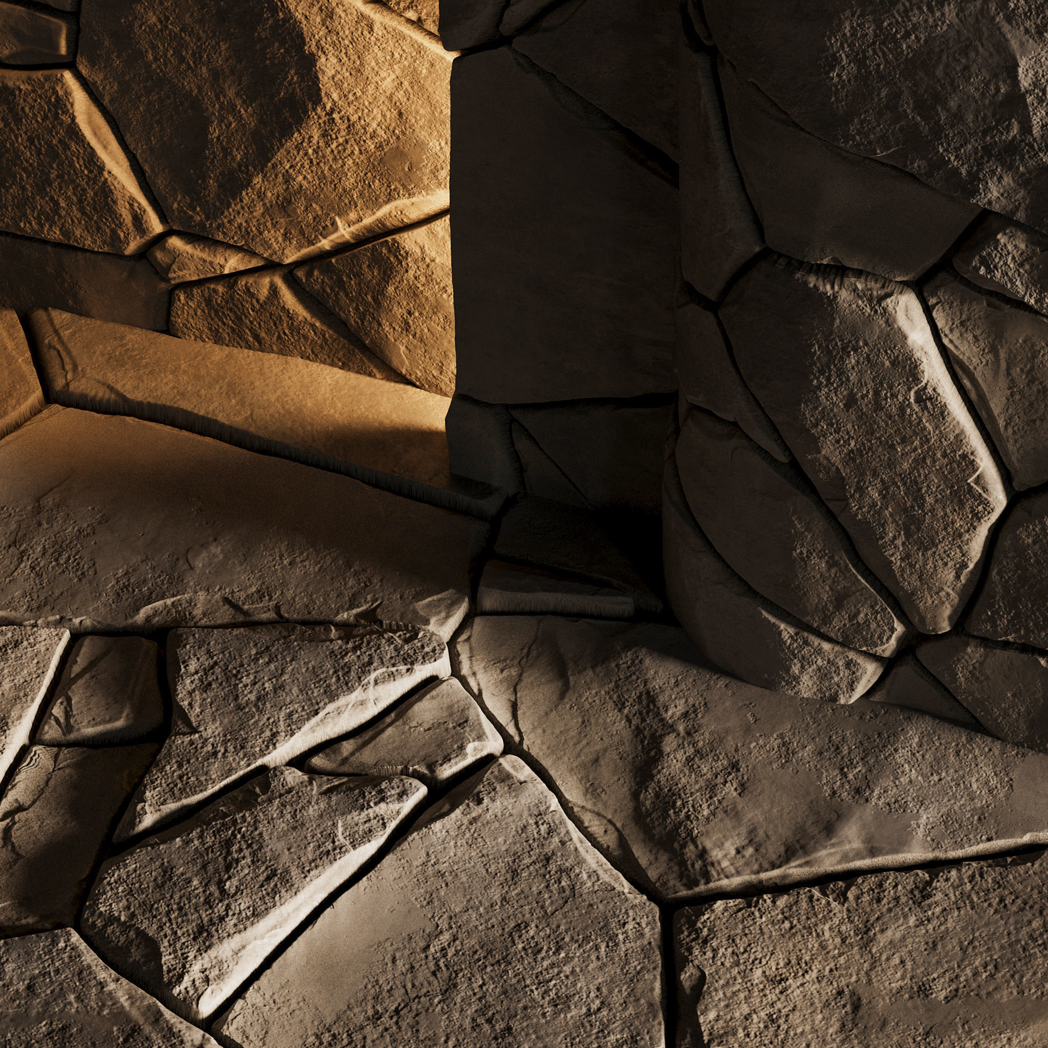 H83 Slate Stone - PBR - 4K - Seamless Low-poly 3D model_6