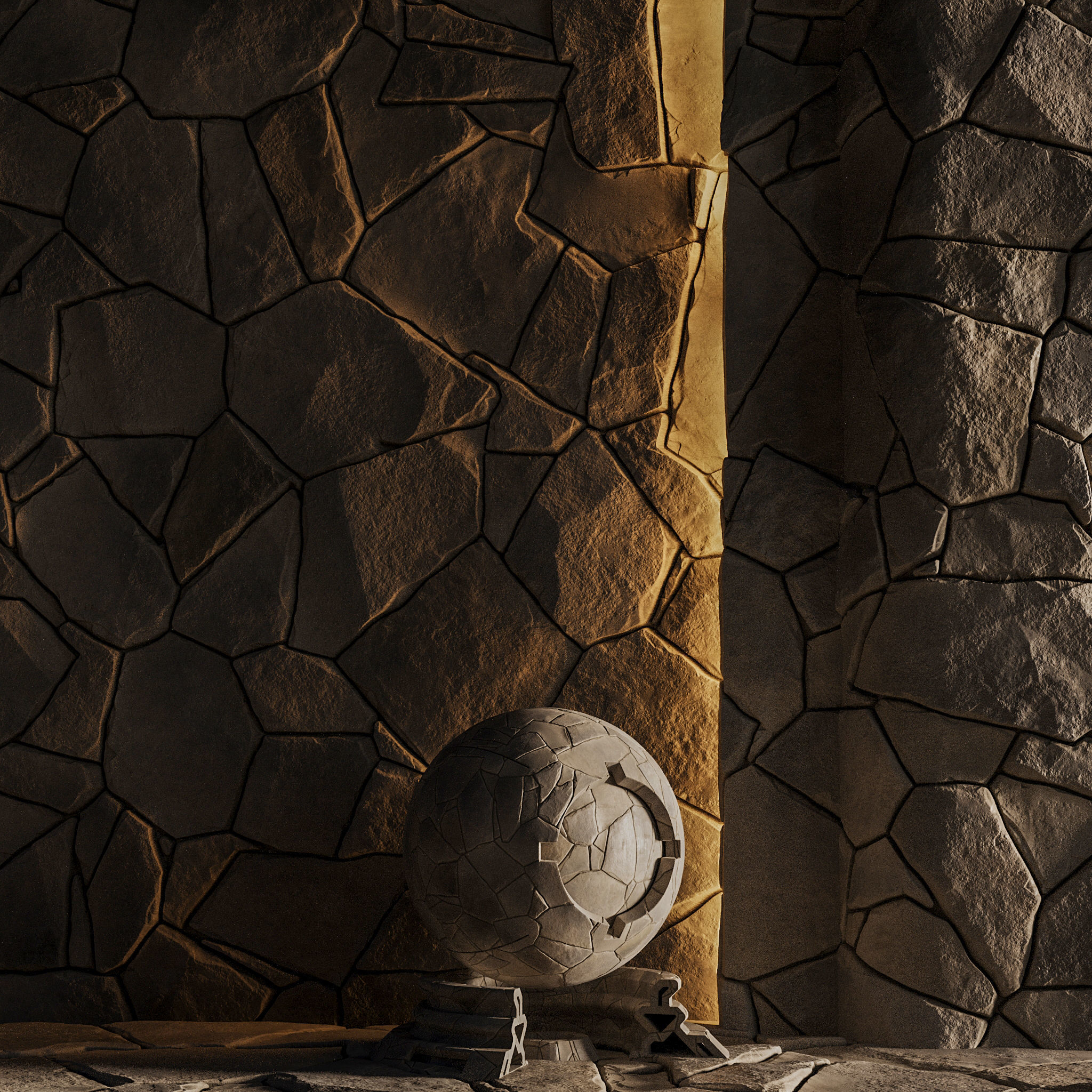 H83 Slate Stone - PBR - 4K - Seamless Low-poly 3D model_4