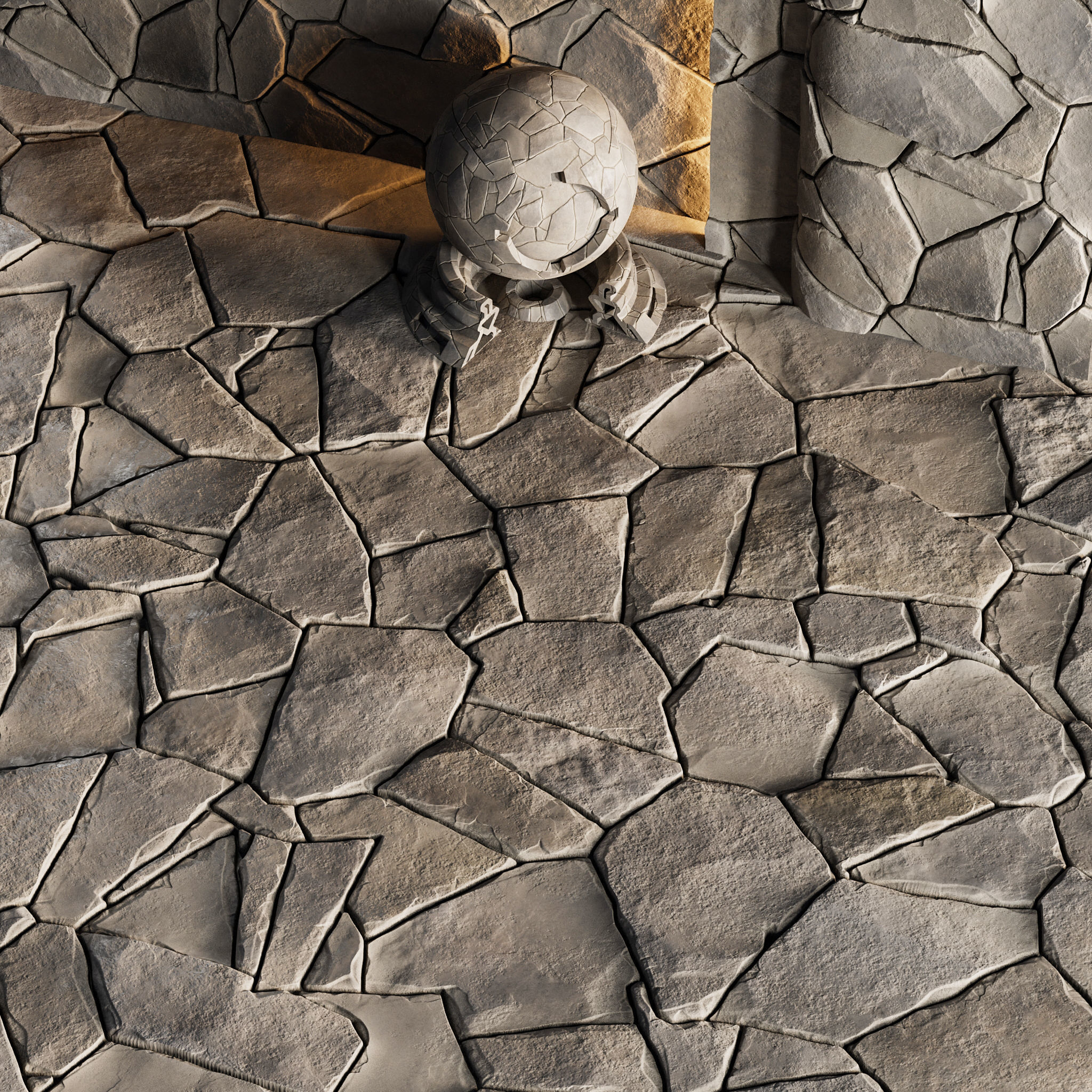 H83 Slate Stone - PBR - 4K - Seamless Low-poly 3D model_1