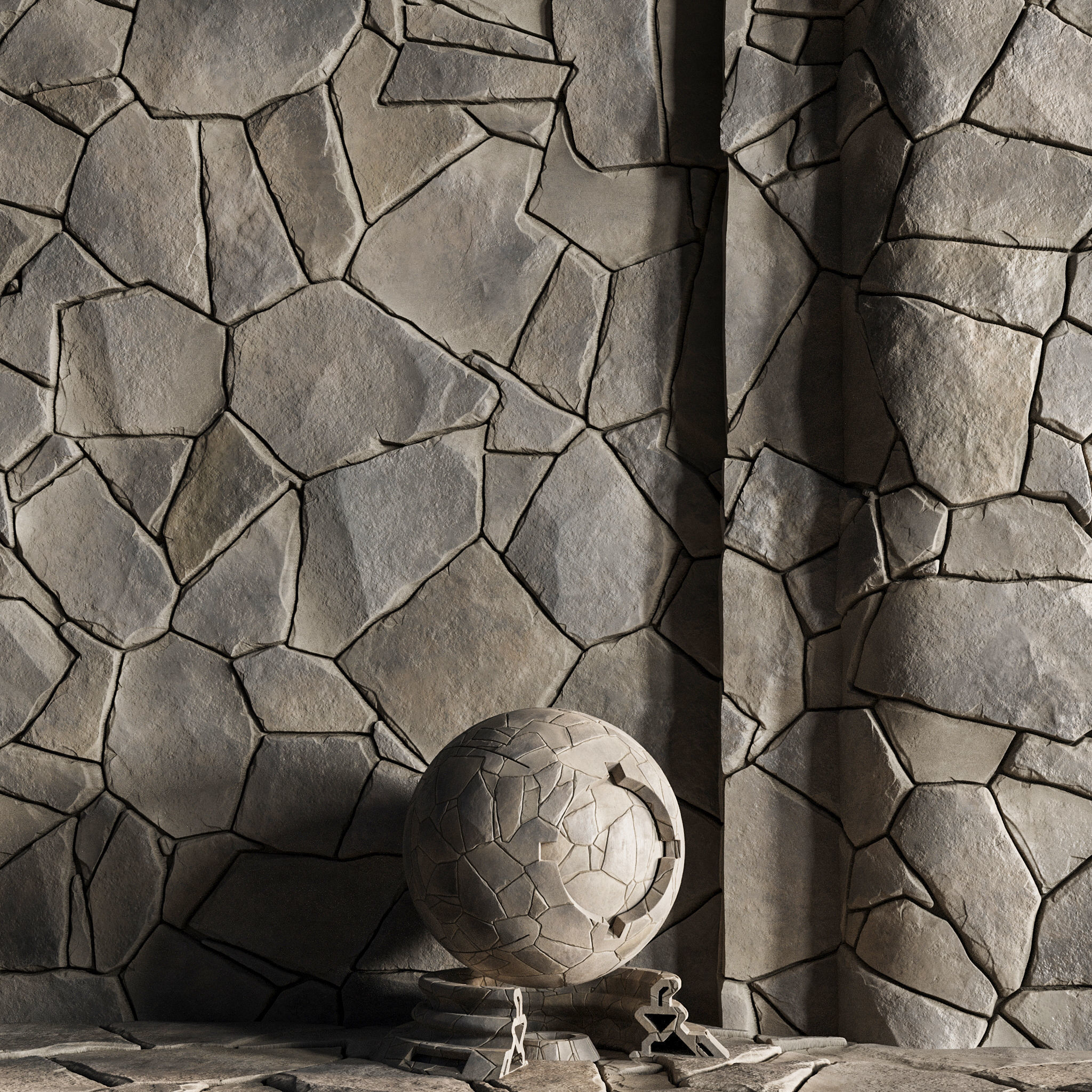 H83 Slate Stone - PBR - 4K - Seamless Low-poly 3D model_3