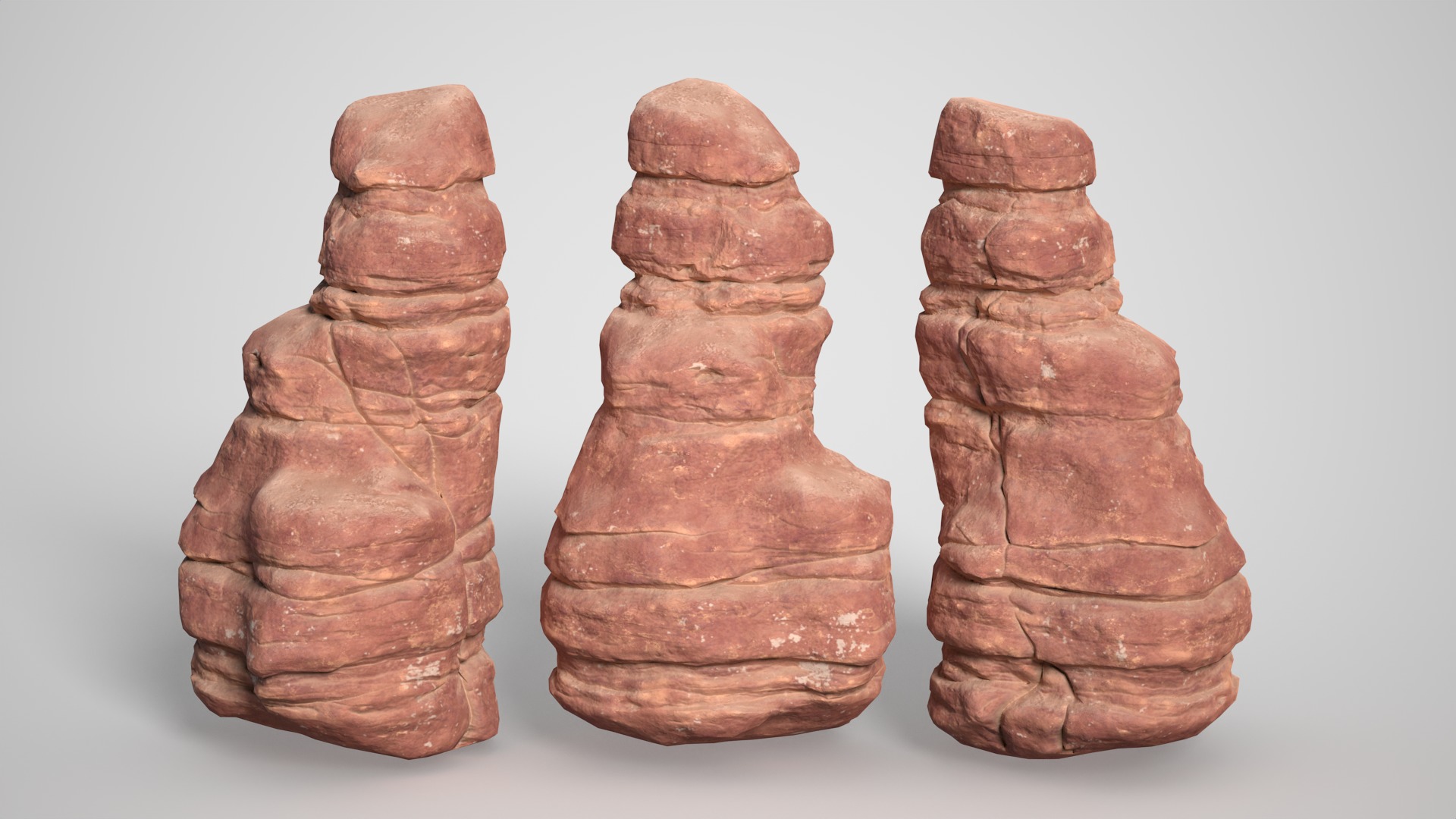 14 Sandstone Columns Desert - 241025 Low-poly 3D model_2