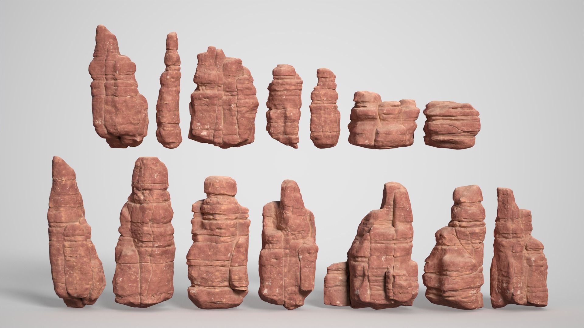 14 Sandstone Columns Desert - 241025 Low-poly 3D model_1