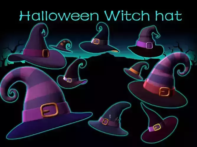 Series of Halloween witch hat