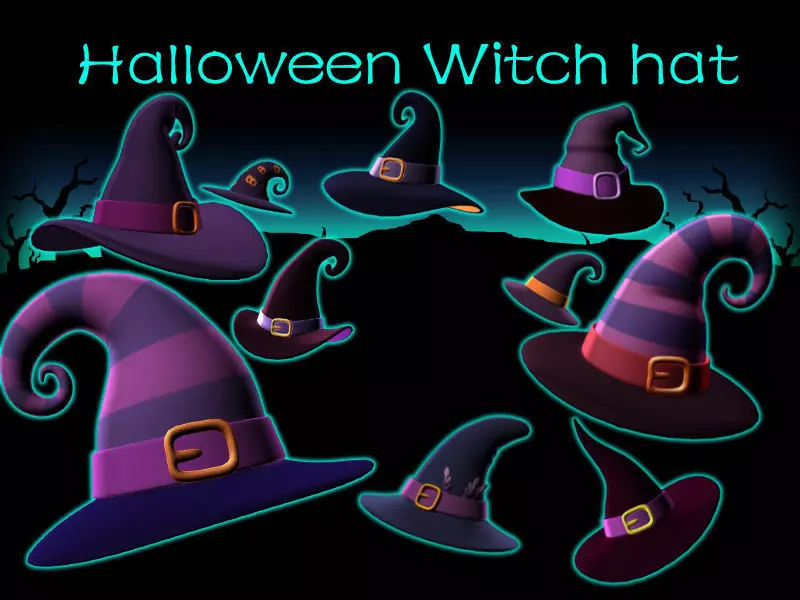 Series of Halloween witch hat 3D model