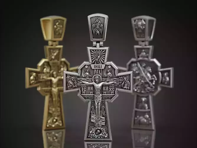 Orthodox church cross saints crucifixion 3D print model