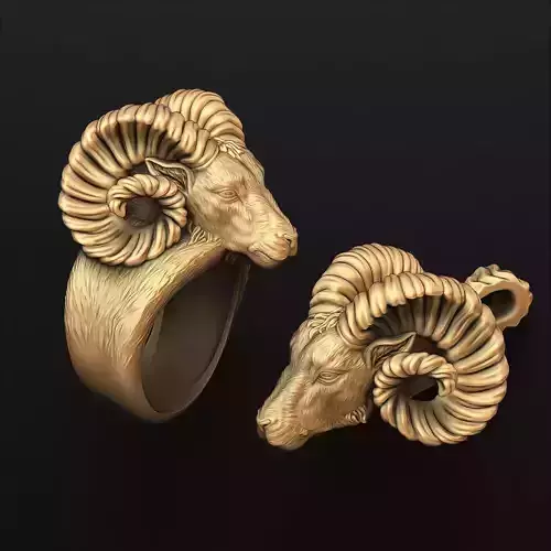 Aries Head Pendant Ring Collection