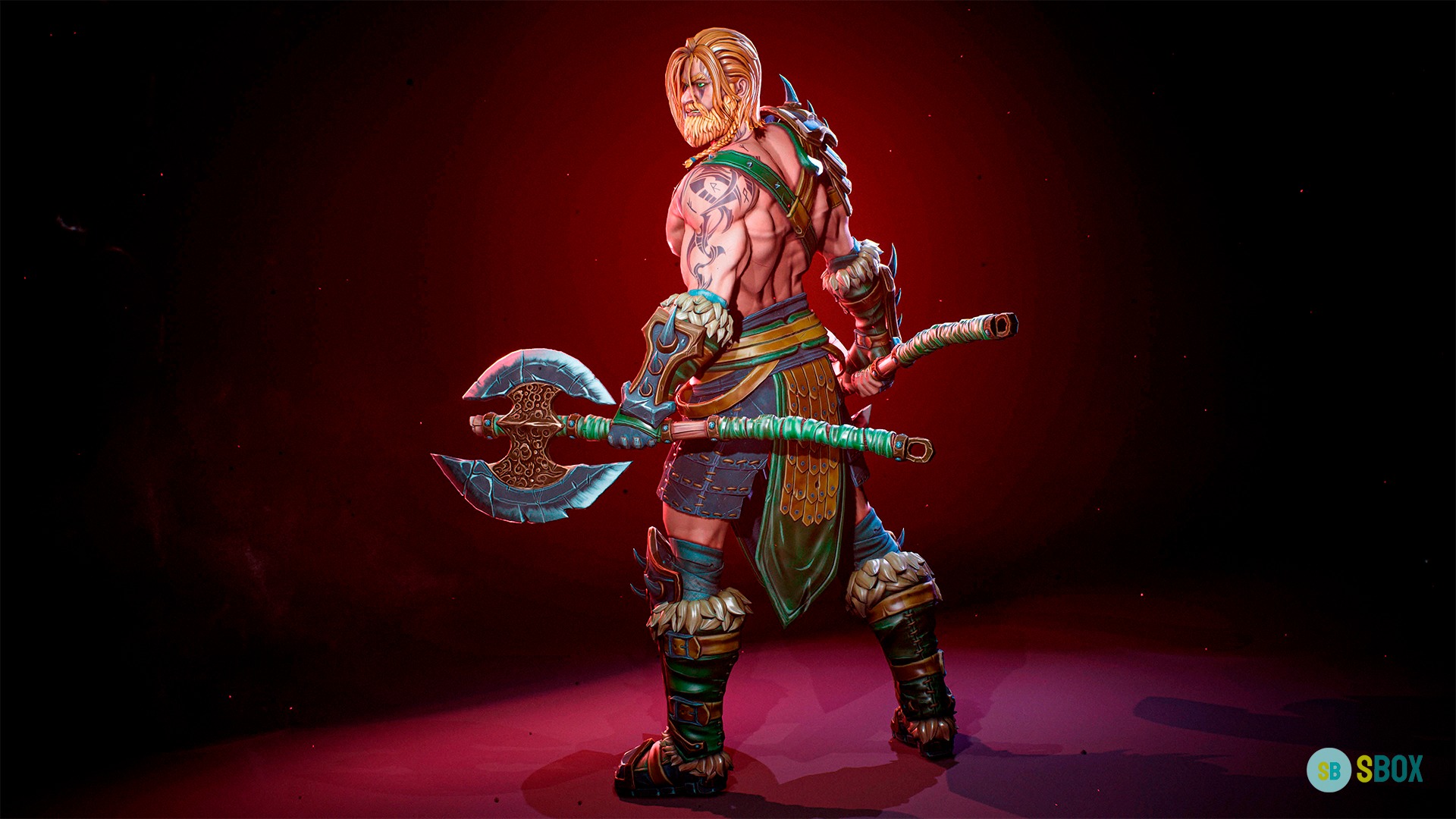 Barbarian Low-poly 3D model_7