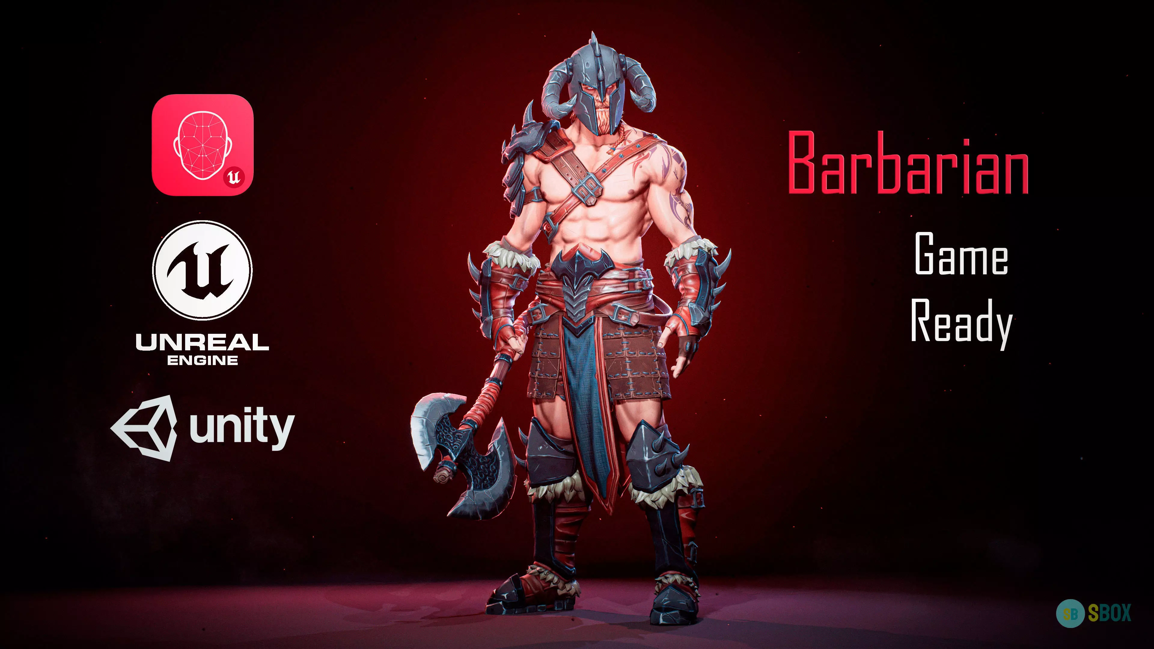 Barbarian Low-poly 3D model_0