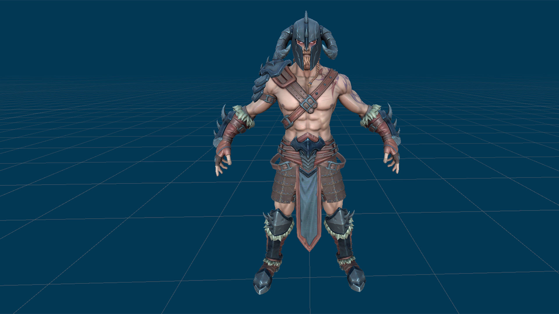 Barbarian Low-poly 3D model_16