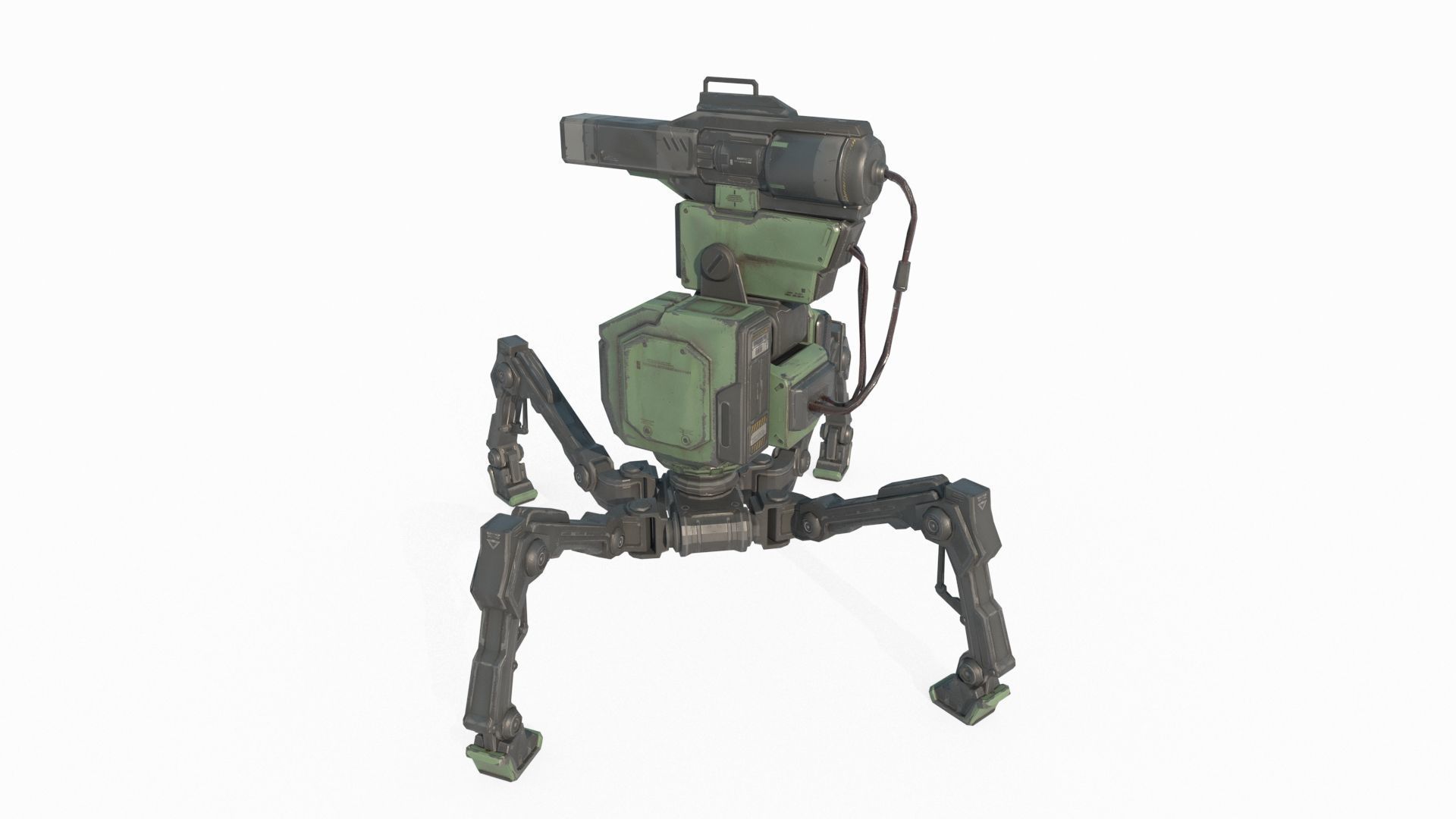 Sci Fi turret robot 3D model_3