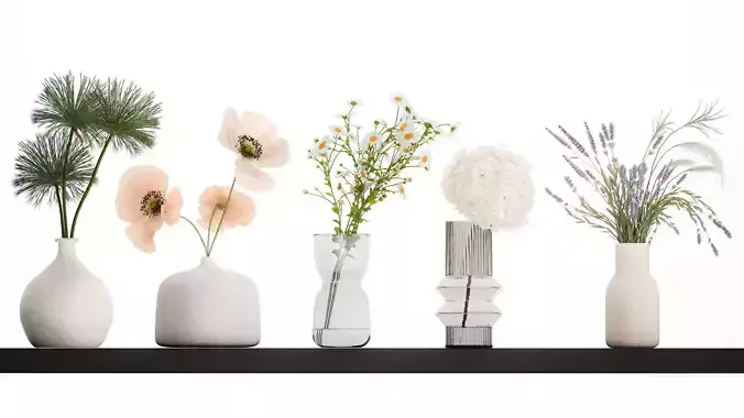 Collection of small bouquets of white wild flowers 474