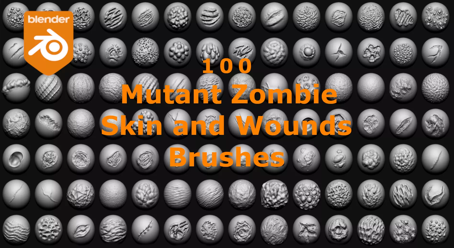 100 Mutant Zombie Skin and Wounds Brushes 3D model_0