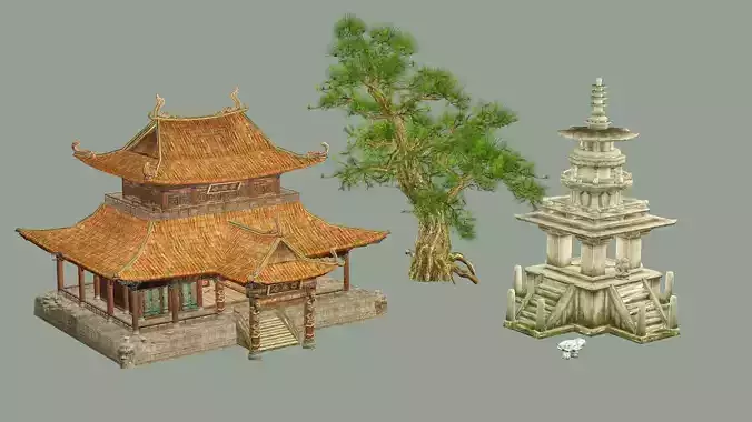 Japan Asian Medieval Hut D House 3D Model Low-poly 3D model