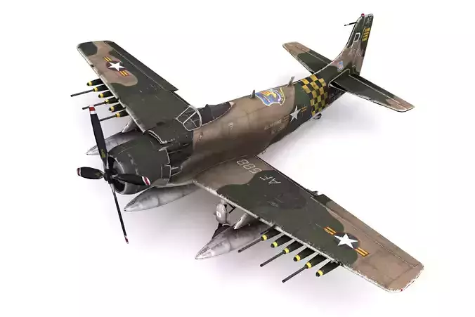 Douglas A-1 Skyraider Low-poly 3D model