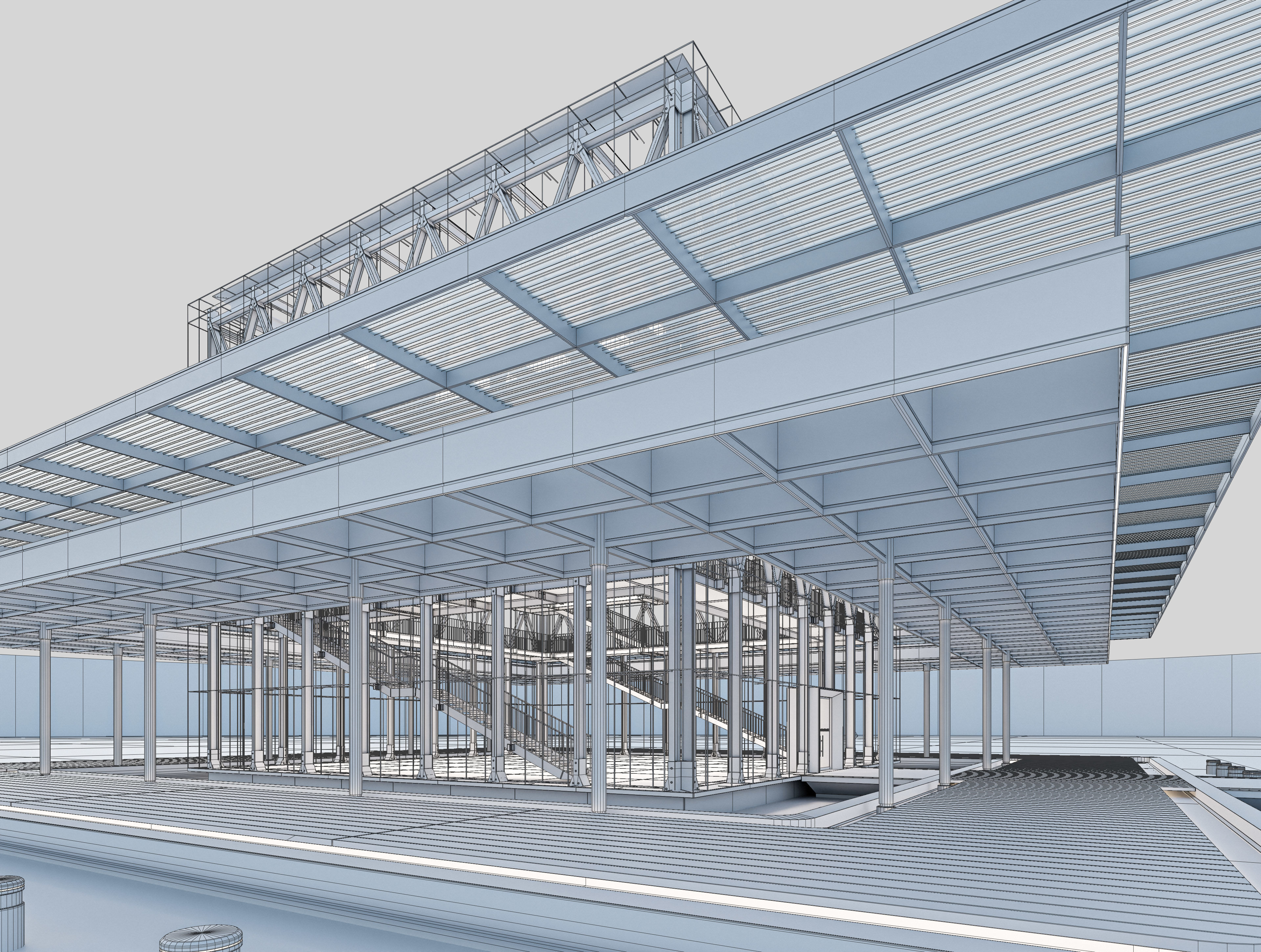 Modern Exibition Pavillion Low-poly 3D model_7