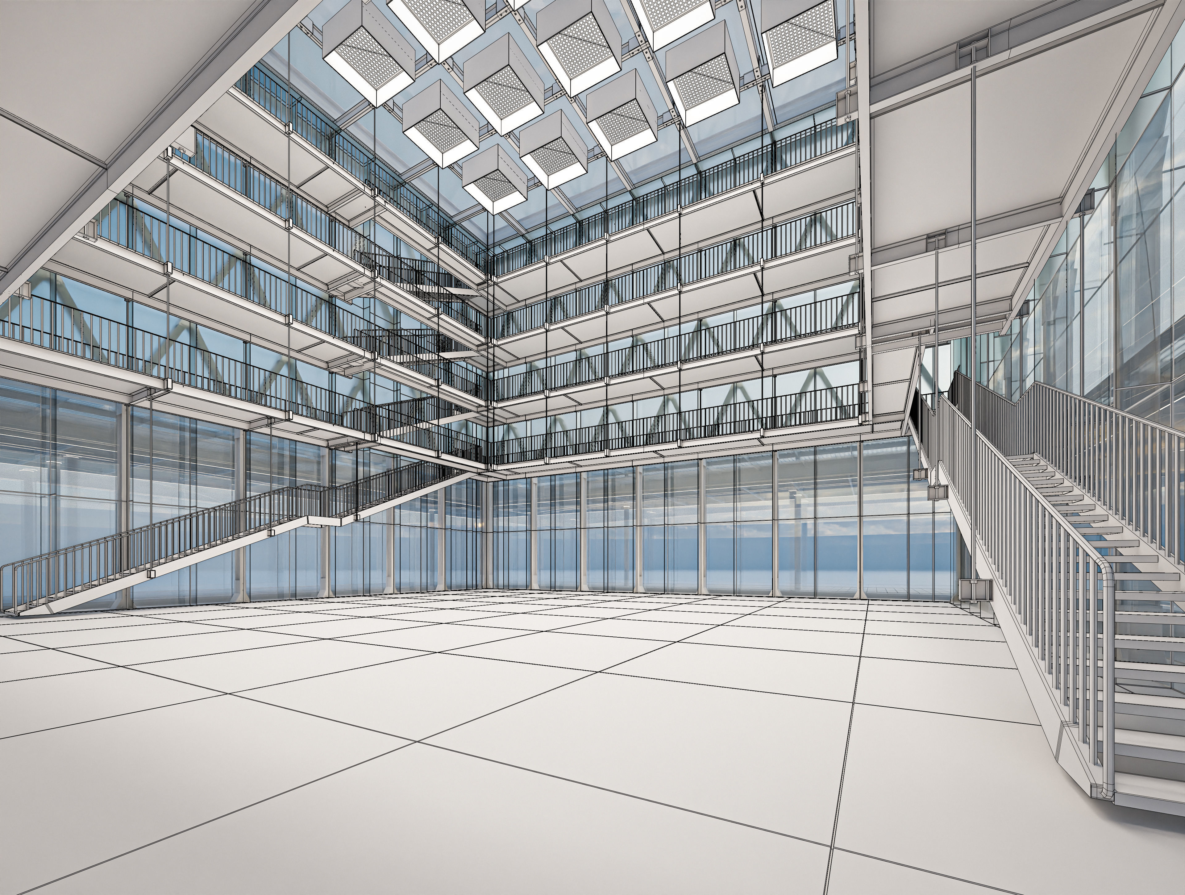 Modern Exibition Pavillion Low-poly 3D model_12