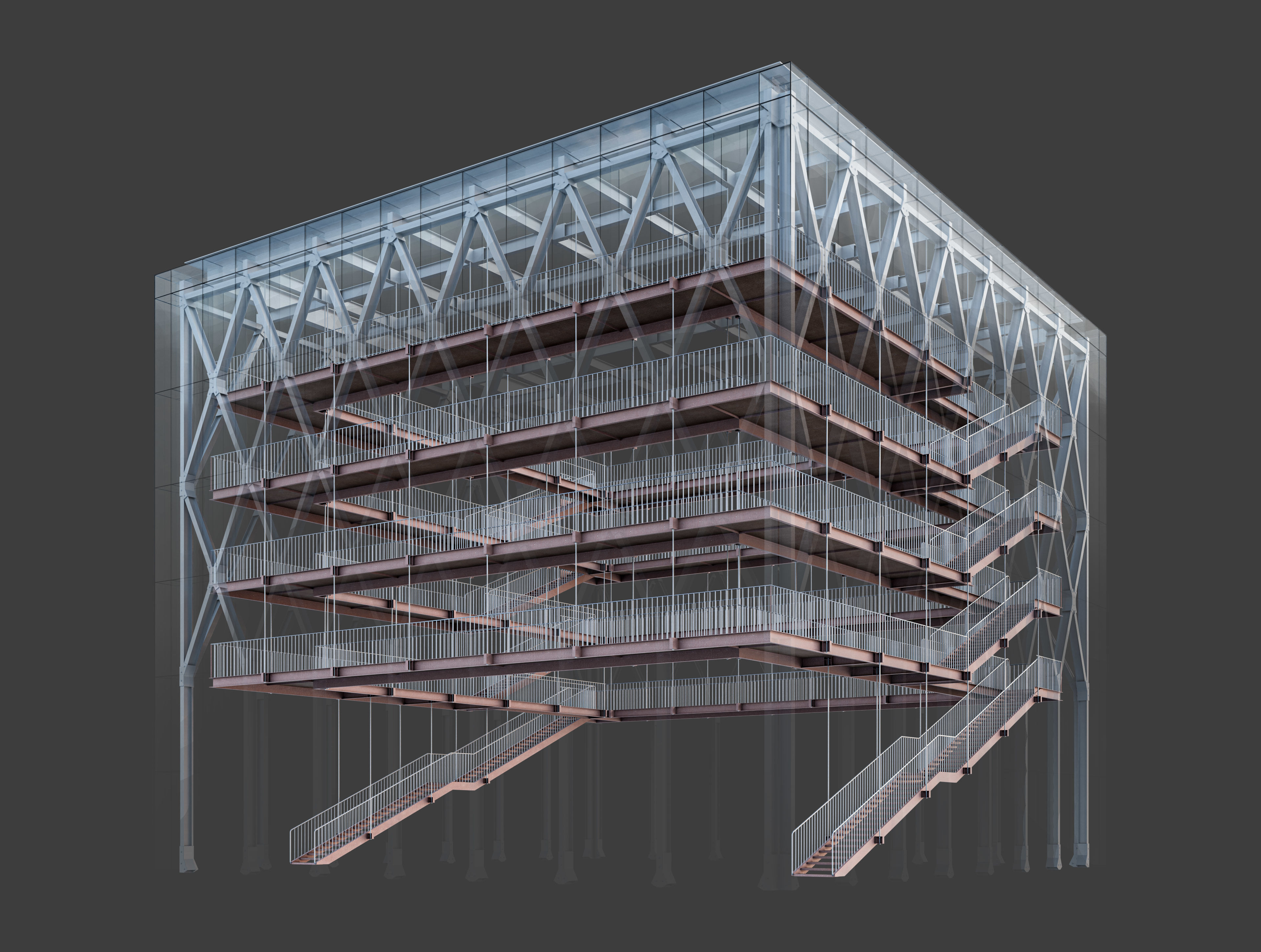 Modern Exibition Pavillion Low-poly 3D model_8