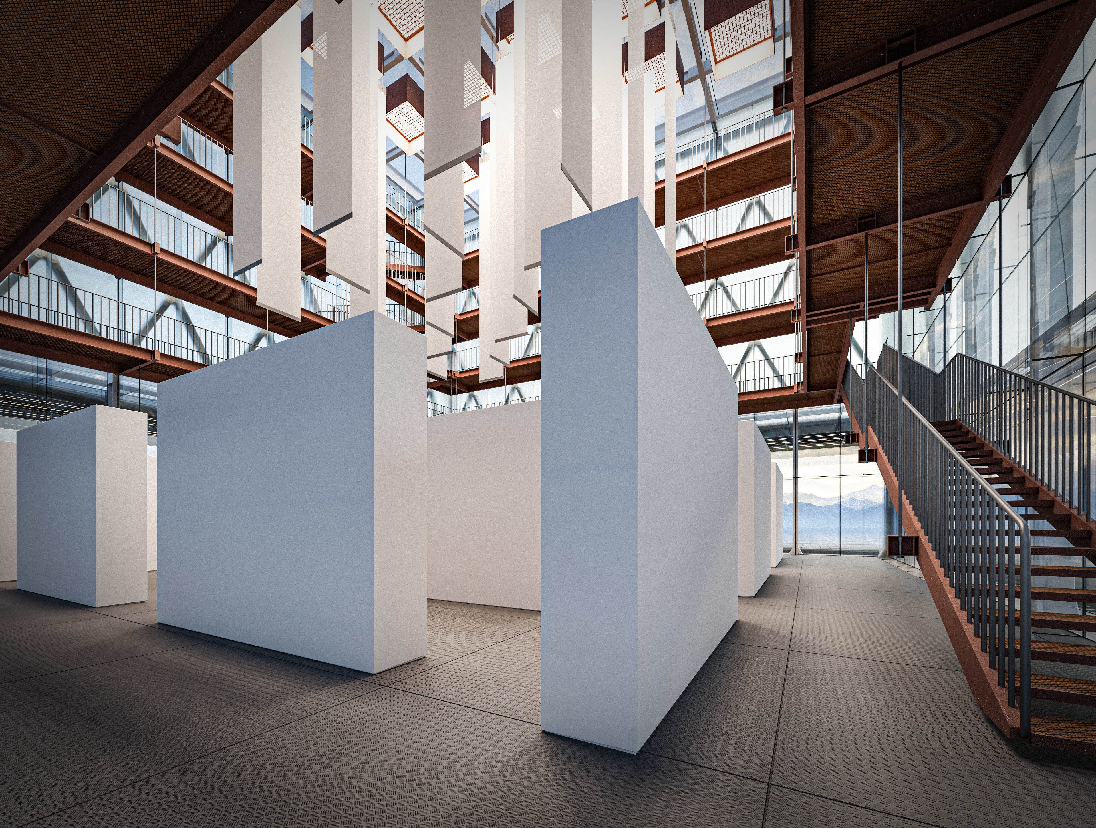 Modern Exibition Pavillion Low-poly 3D model_10