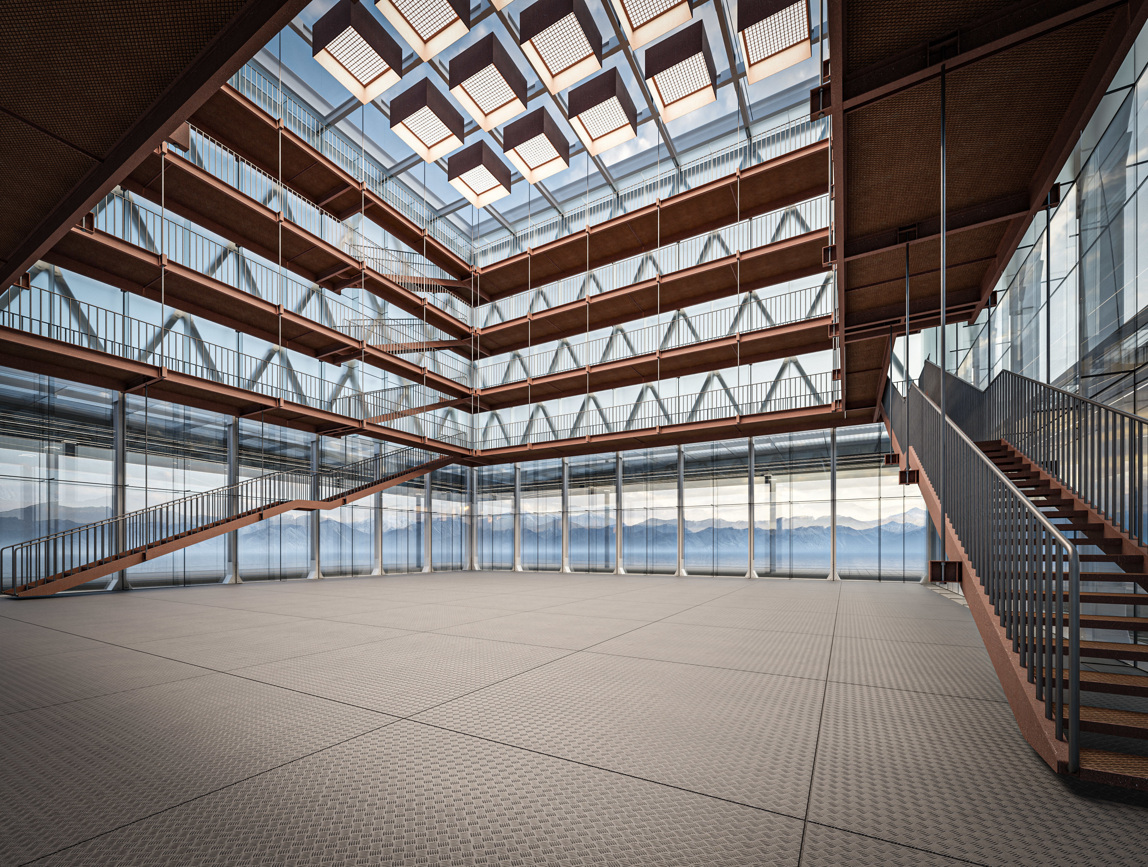 Modern Exibition Pavillion Low-poly 3D model_11