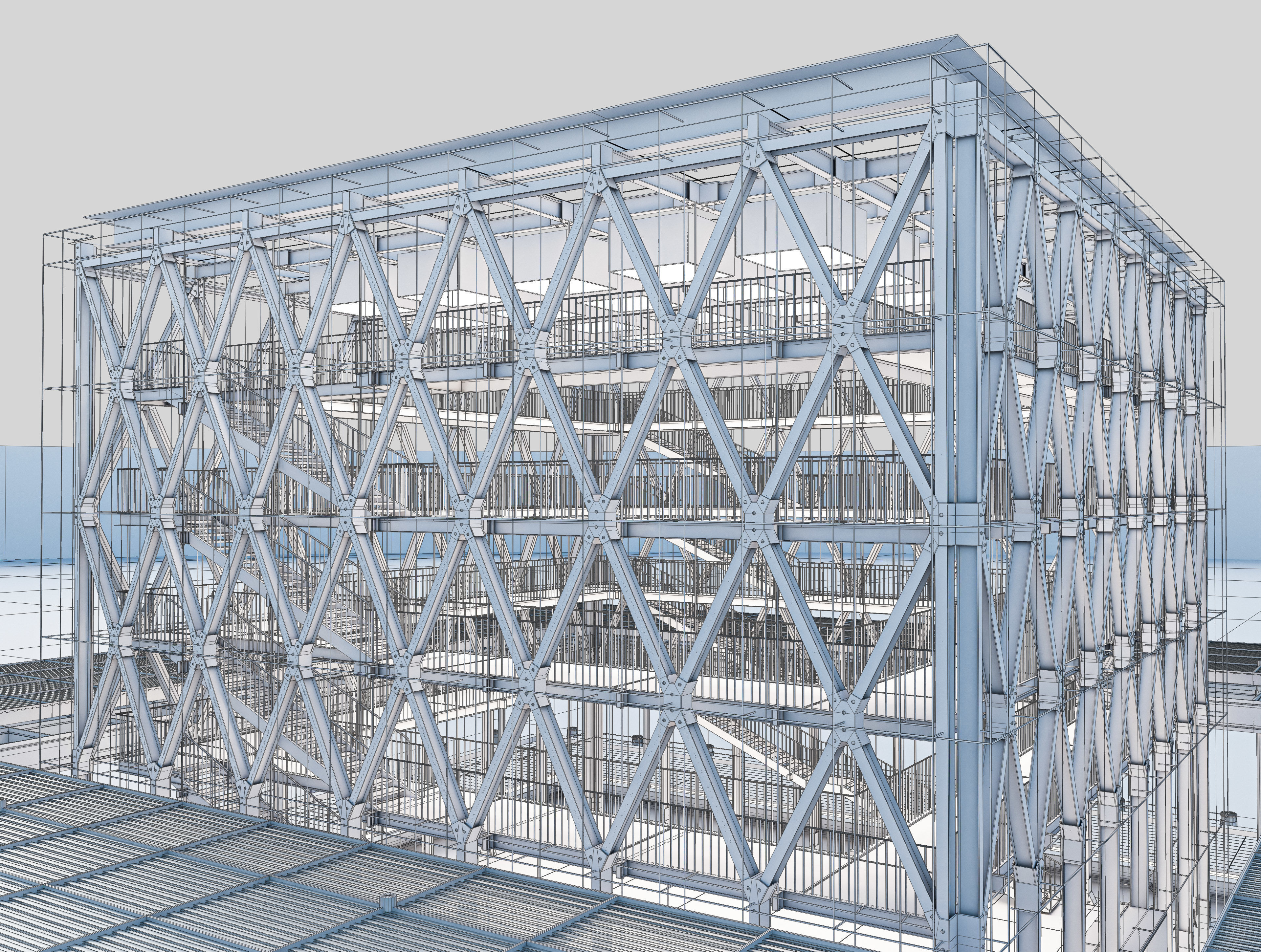 Modern Exibition Pavillion Low-poly 3D model_9