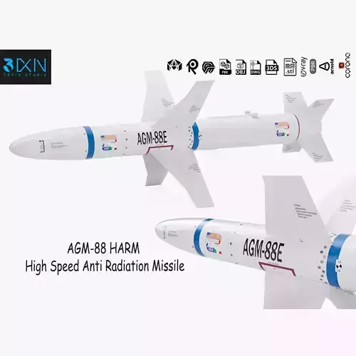 AGM-88E HARM High Speed Anti Radiation Missile 3D model