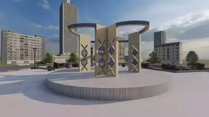square park-place park-forum landacape 3D model