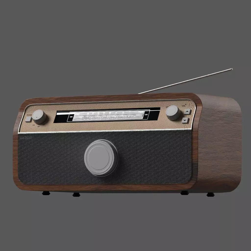 Wooden Radio No Cable Free low-poly 3D model