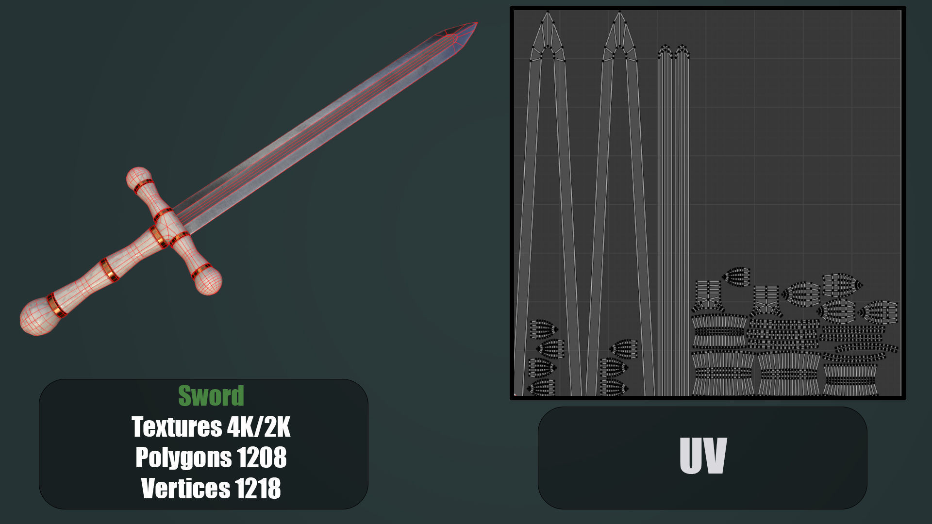 Royal Sword Low-poly 3D model_35