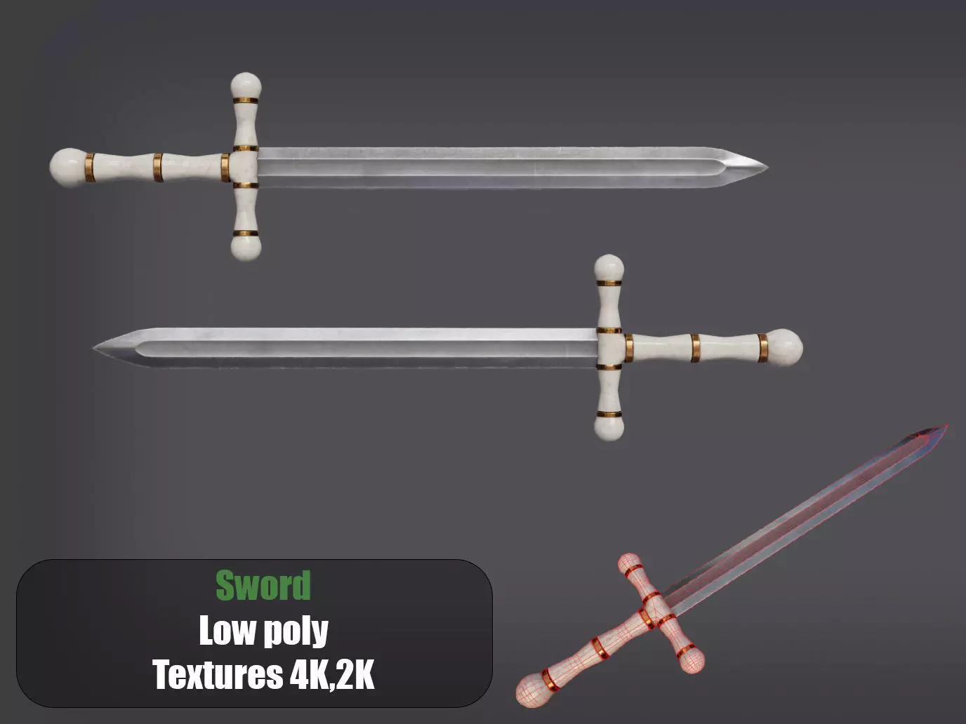 Royal Sword Low-poly 3D model_0