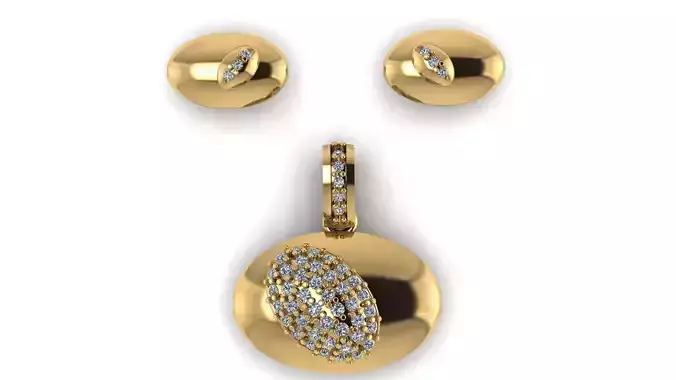 hip hop style oval shape locket set 3d printable model