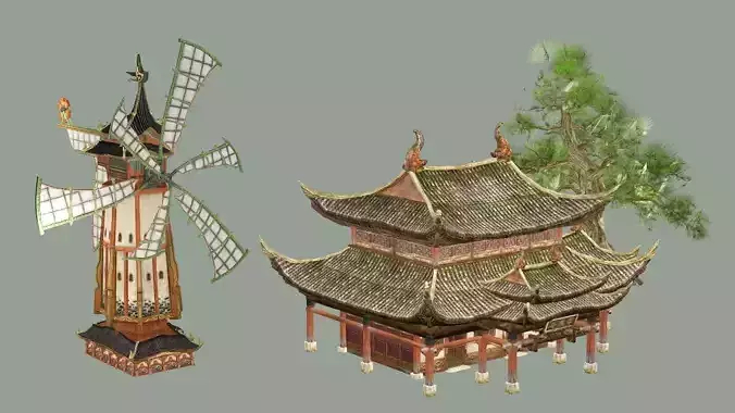 Japan Asian Medieval Hut E House 3D Model Low-poly 3D model