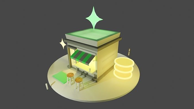 Coffee shop Free low-poly 3D model