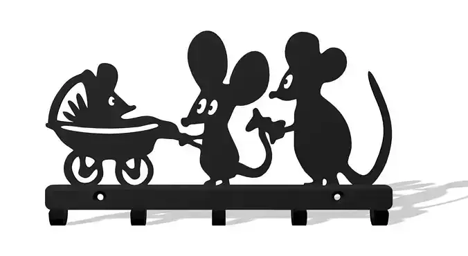 Mouse Family Key Holder 3D print model