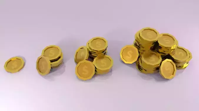 Low-Poly Gold Coins