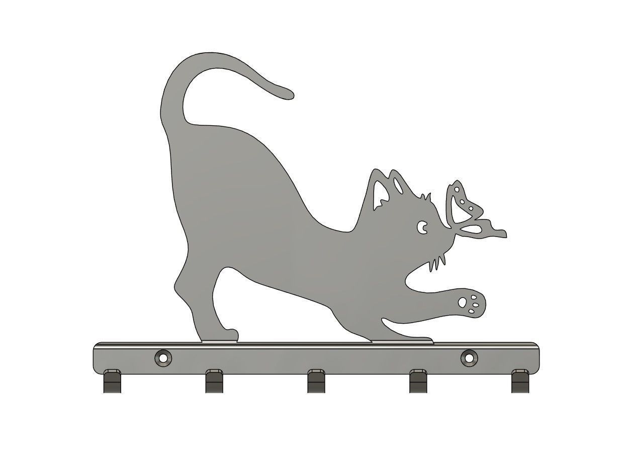 Whiskers and Wings Key Rack 3D print model_2